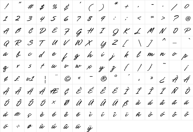 SlashHmkBold Regular  glyph index