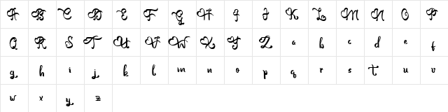 Vinolya Regular  glyph index