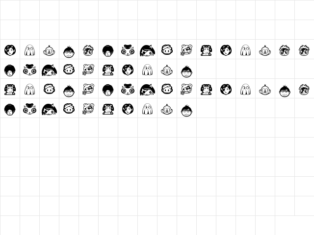 RANDOM Face 1 Regular  glyph index