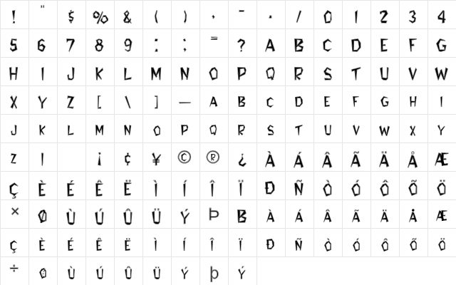 FZ JAZZY 8 CONTOUR Normal  glyph index