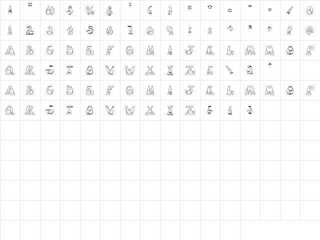 LD Sailing Regular  glyph index