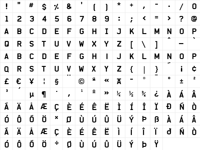 Alpha Regular  glyph index