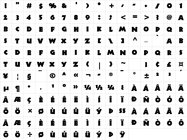 Neuland LT Std Black  glyph index