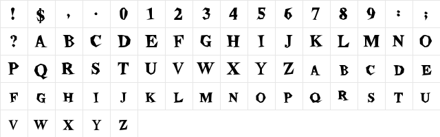 Stegosaurus Heavy  glyph index