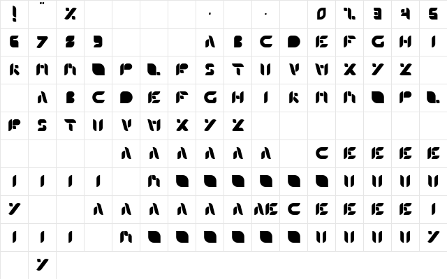 Colombia Regular  glyph index