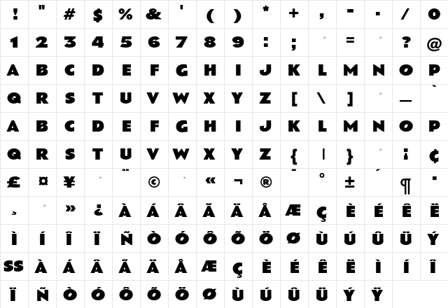 BasutoRR Regular  glyph index