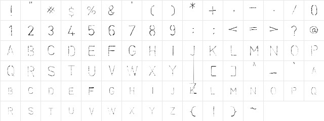 Erace Regular  glyph index