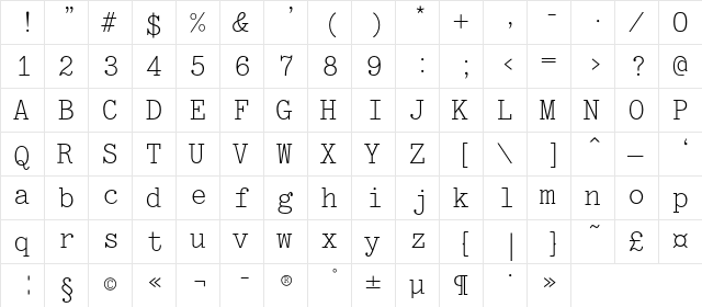 JatranC Regular  glyph index