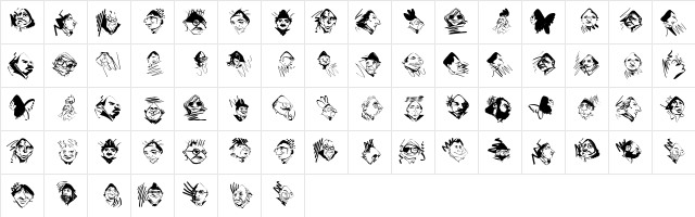 Crazygrams Regular  glyph index