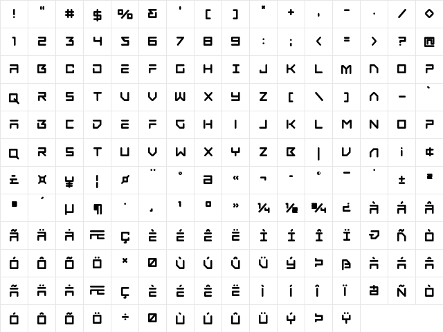 Tempest Apache Bold Bold  glyph index