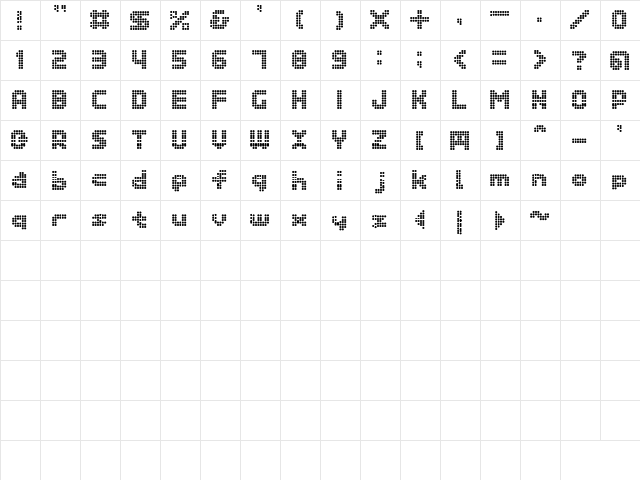 MW POLKA Regular  glyph index