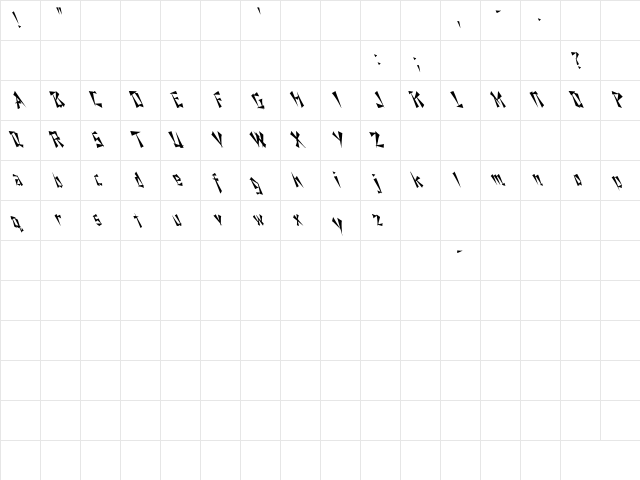 Nixon Cn Lefti Regular  glyph index
