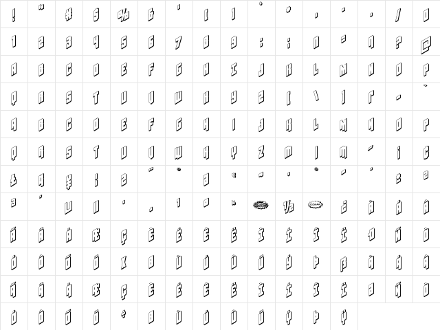 Galaxy Force 3D Regular  glyph index