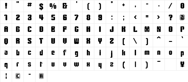 Clipe Bold  glyph index