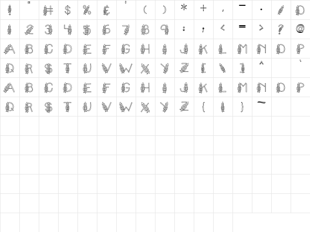 CK Rocket Ships Regular  glyph index