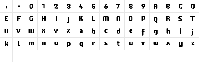 Crem S Bold  glyph index