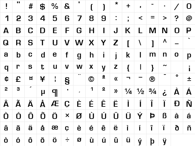 PalindromeSSK SemiBoldItalic  glyph index