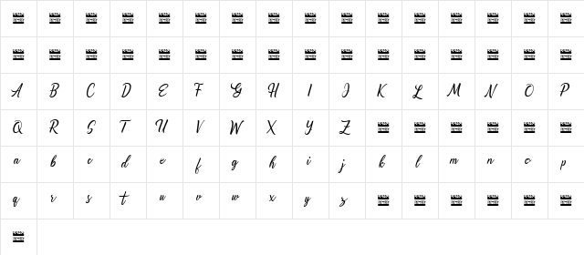 Alishader Demo Regular  glyph index