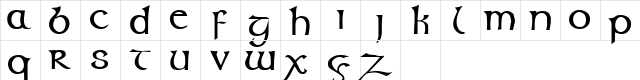 Glendower Regular  glyph index