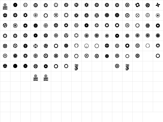 Gears Icons Regular  glyph index