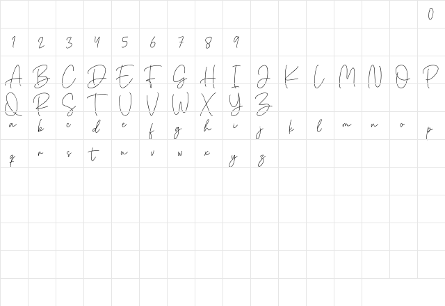 Bellinda Christina Regular  glyph index