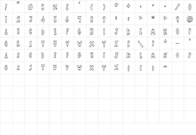 Scrap Color Me 7 Regular  glyph index