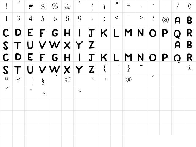 GOOD DADDY Regular  glyph index