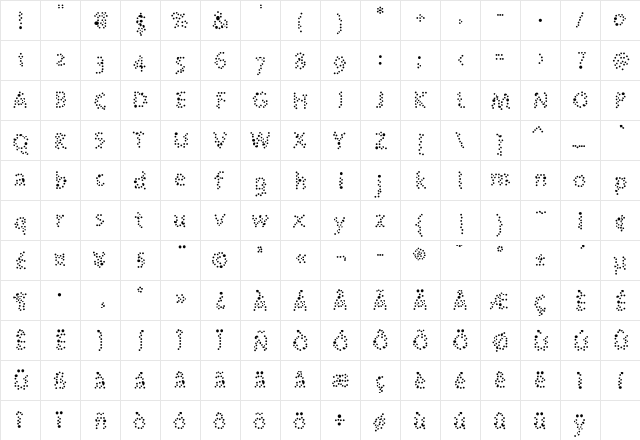 NebulaeVeryCoarse Medium  glyph index