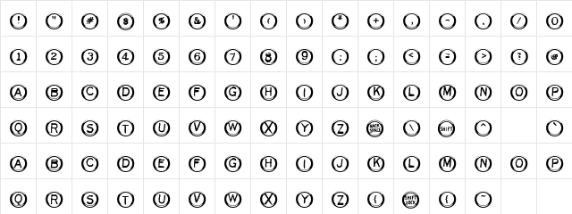 LD Type Keys White Regular  glyph index