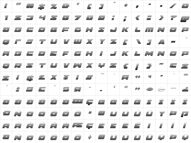 Banjin Scanlines Italic Italic  glyph index