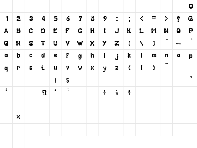 Calebasse (Unregistered) Regular  glyph index