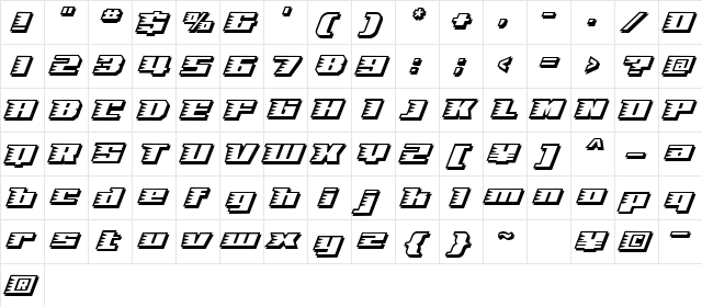 Speed Solid  glyph index