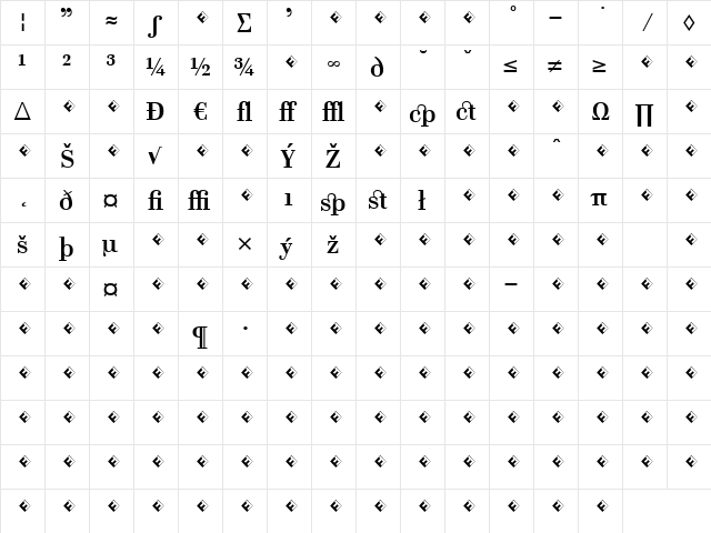 Cellini-BoldExpert Regular  glyph index