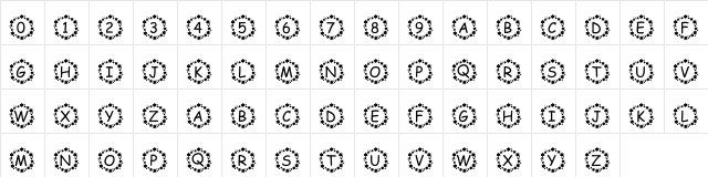 pf_surrounded by stars Regular  glyph index