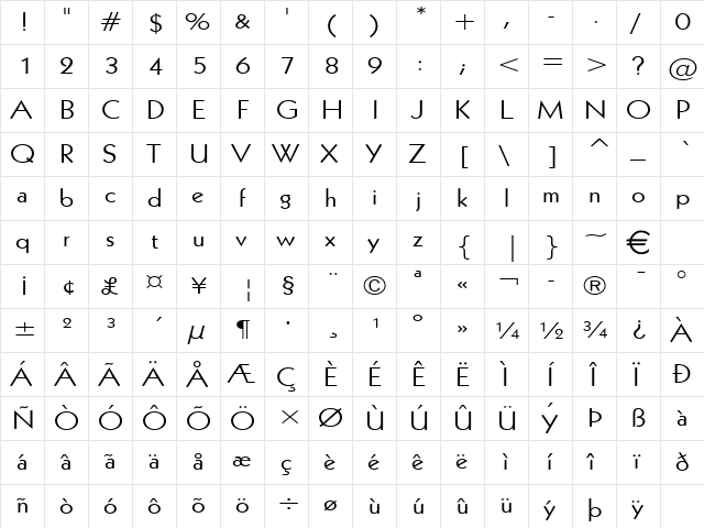 Geo112Wide Normal  glyph index