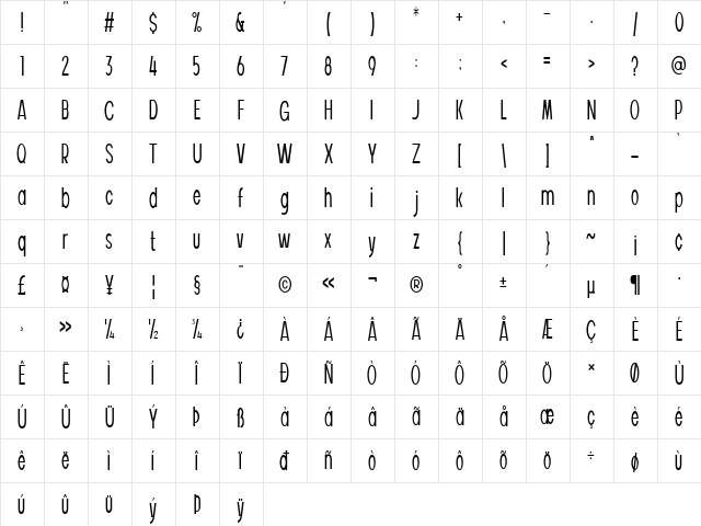 Vuldo Regular  glyph index