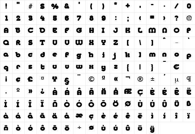 Media-ExtraBold Regular  glyph index