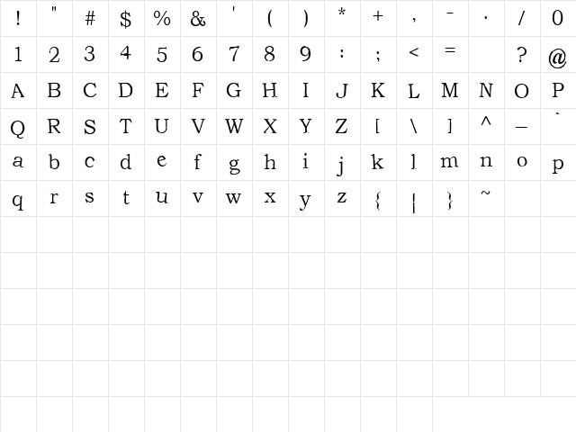 CK Newsprint Regular  glyph index