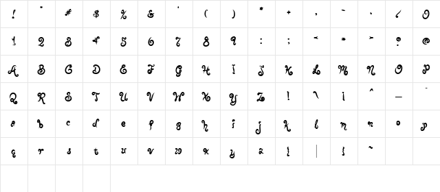 LD Joyous Regular  glyph index
