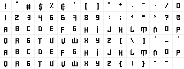 Virtual Rave Regular  glyph index