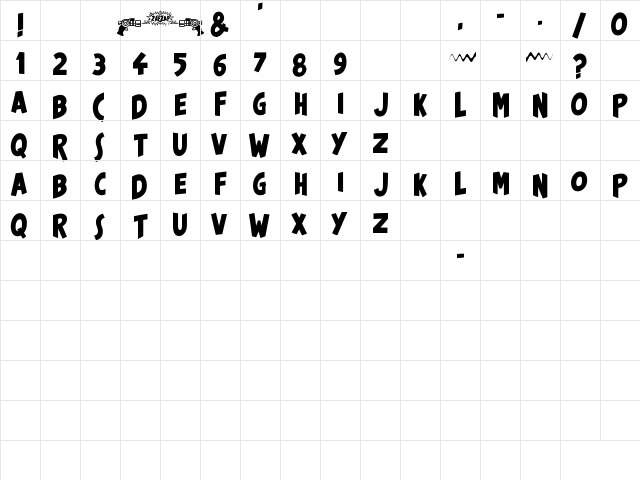 Cosmic Blaster Regular  glyph index