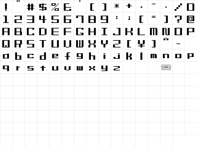 Bit Ranger12 (sRB) Regular  glyph index