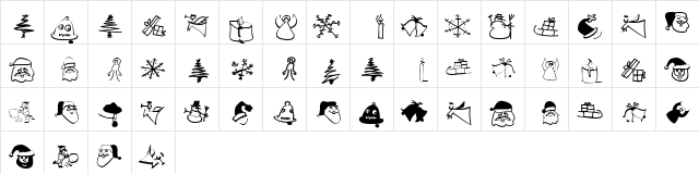 XmasSketches Regular  glyph index