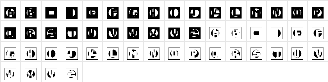 TechnoMK Regular  glyph index