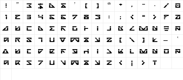 Nick Turbo Bold ExpLaser Bold ExpLaser  glyph index