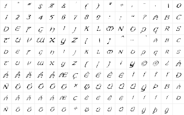 FZ JAZZY 31 HOLEY ITALIC Normal  glyph index