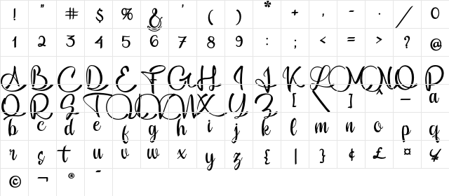 Feisty Regular  glyph index