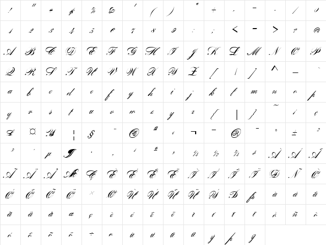 Bank Script Joining D Regular  glyph index