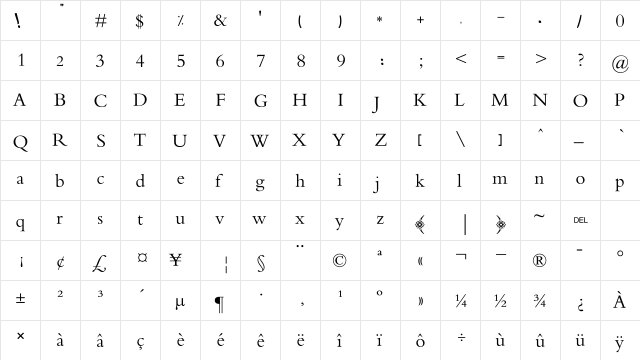 AF-Al Nassrah Regular  glyph index