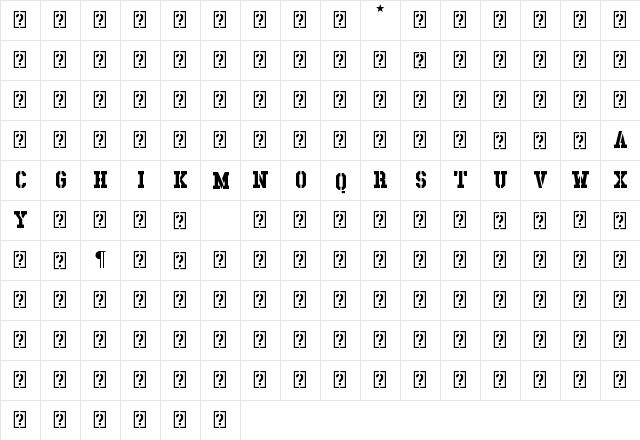 Laden Dirnaith Regular  glyph index